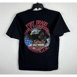 Y2K Harley Davidson Big Graphic T-Shirt / Black / Eagle / Size Large / Biker